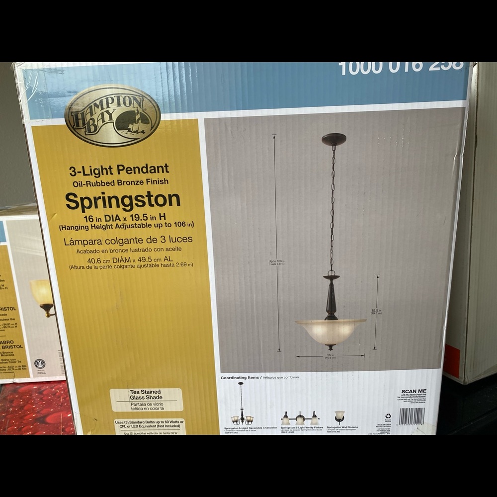 Brand New 3 Light Hanging chandelier sealed